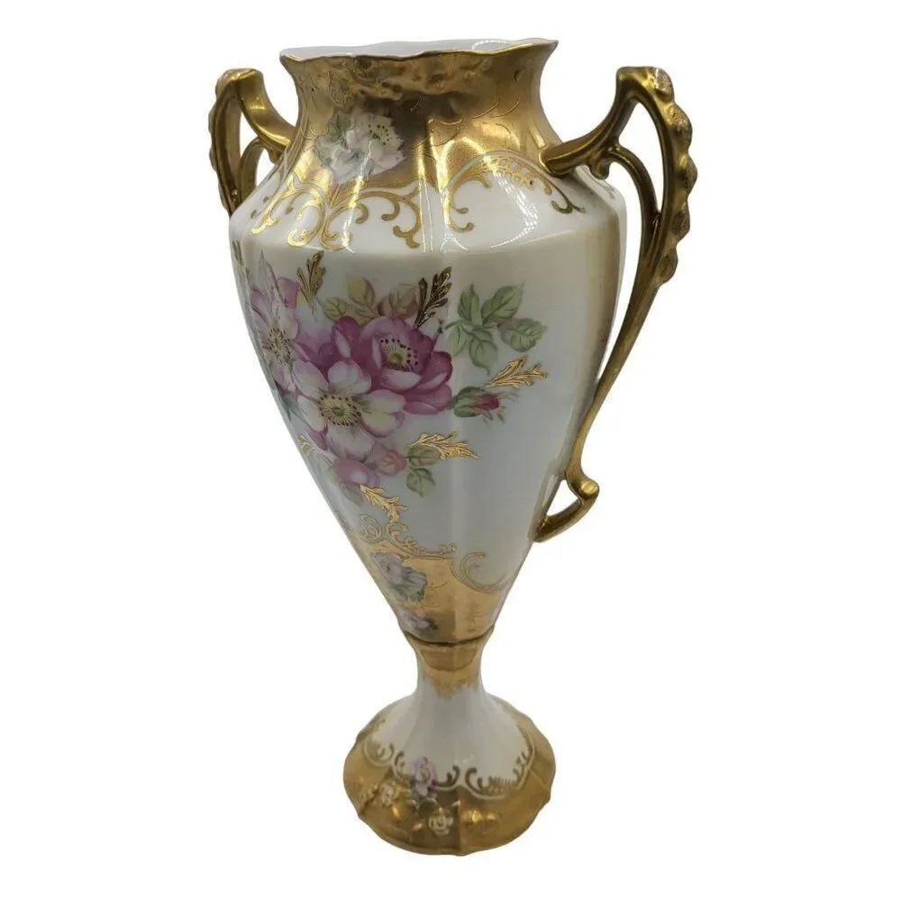 Antique China Vase Hand Painted Large Royal Crown Porcelain Urn No Lid